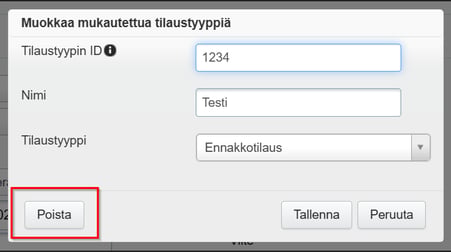 mukautettu poisto