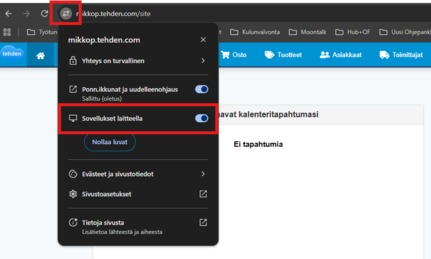 sovelluksen salliminen