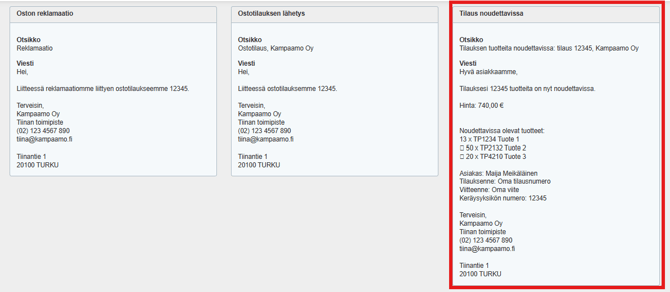 tilaus noudettavissa